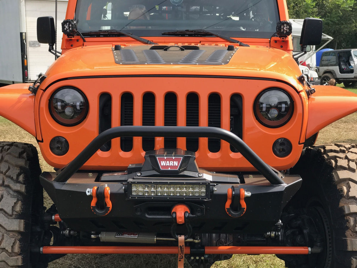 Jeep JK Front Bumper W/Stinger 07-18 Wrangler JK Crusher Series Bare Steel Motobilt - MB1011-S