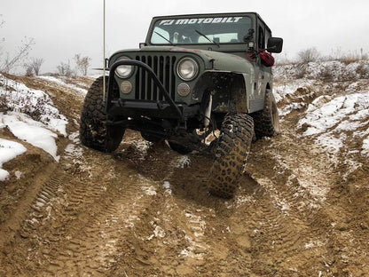 Jeep CJ Front Stubby Bumper W/Stinger Bare Steel Motobilt - MB1015-S