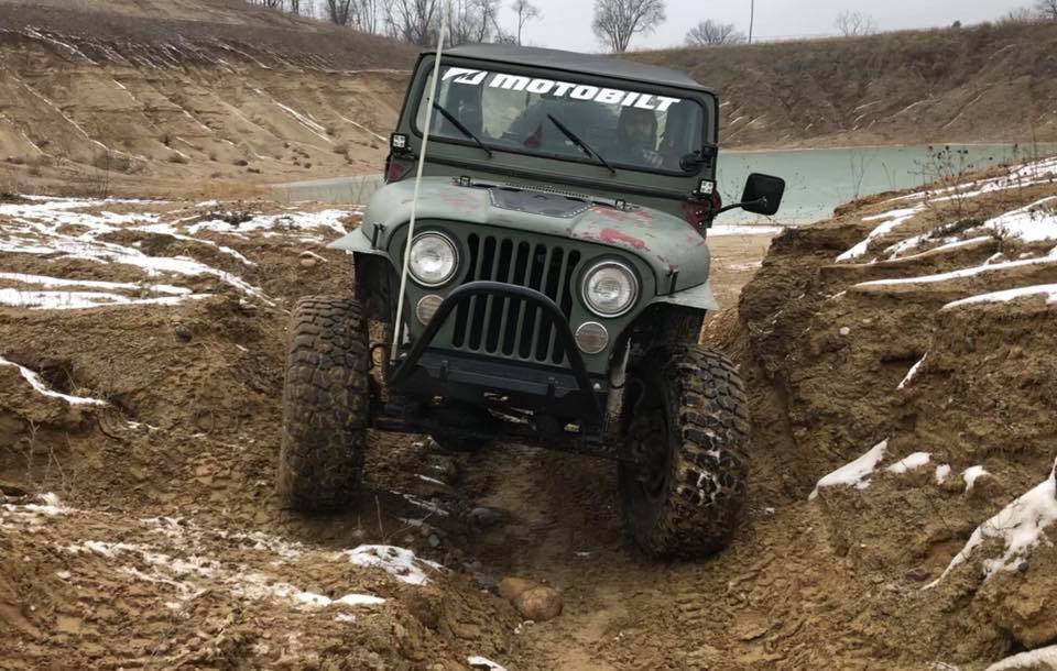 Jeep CJ Front Stubby Bumper W/Stinger Bare Steel Motobilt - MB1015-S