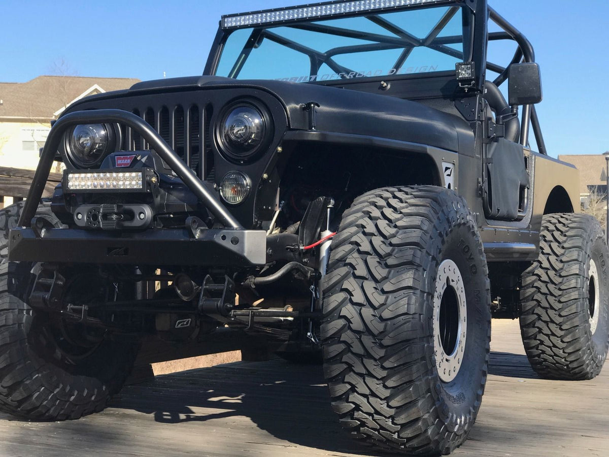 Jeep CJ Mid Width Front Bumper W/Stinger Bare Steel Motobilt - MB1019-S