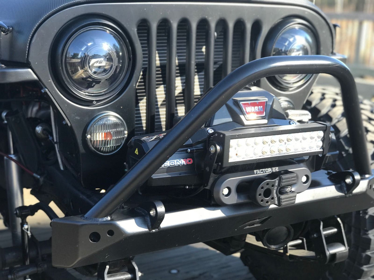Jeep CJ Mid Width Front Bumper W/Stinger Bare Steel Motobilt - MB1019-S