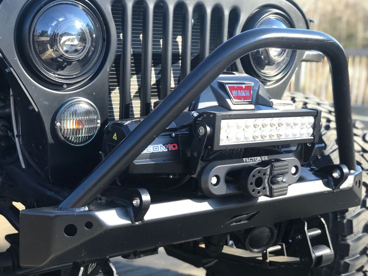 Jeep CJ Mid Width Front Bumper W/Stinger Bare Steel Motobilt - MB1019-S