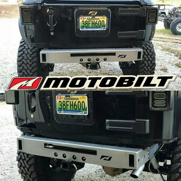 Jeep JK Micro Rear Bumper W/Light Bar Cut Out 07-18 Wrangler JK Bare Steel Motobilt - MB1039