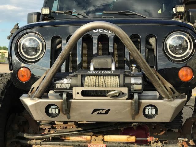 Jeep JK Front Bumper W/Stinger Fog Cutouts 07-18 Wrangler JK Hatchet Series Bare Steel Motobilt - MB1048F-S