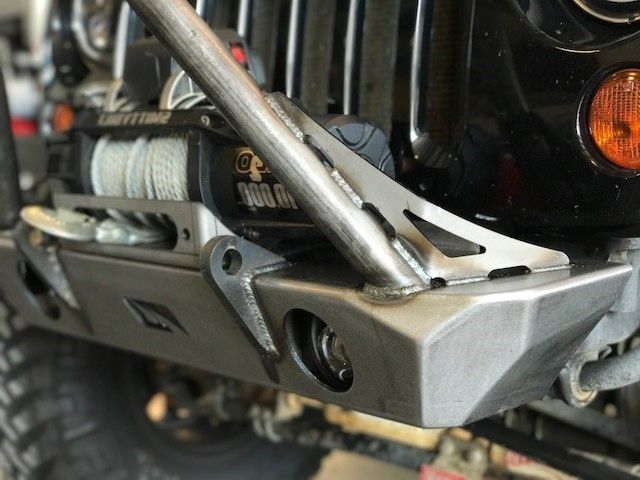 Jeep JK Front Bumper W/Stinger Fog Cutouts 07-18 Wrangler JK Hatchet Series Bare Steel Motobilt - MB1048F-S