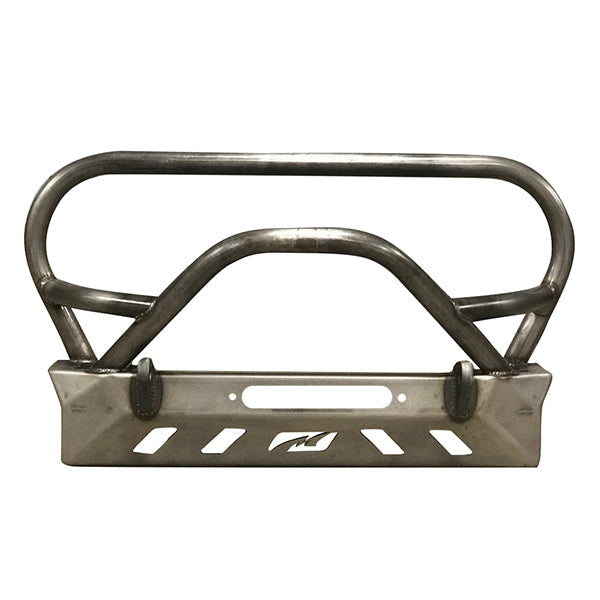 Jeep YJ TJ LJ Front Bumper W/Grill Hoop and Bull Bar Bare Steel Motobilt - MB1069-L-B