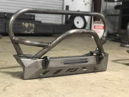 Jeep YJ TJ LJ Front Bumper W/Grill Hoop and Bull Bar Bare Steel Motobilt - MB1069-L-B