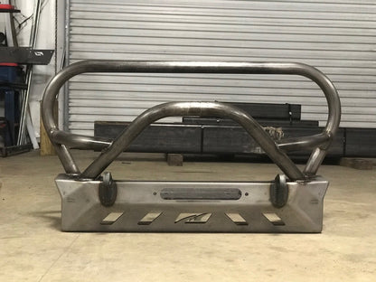Jeep YJ TJ LJ Front Bumper W/Grill Hoop and Bull Bar Bare Steel Motobilt - MB1069-L-B