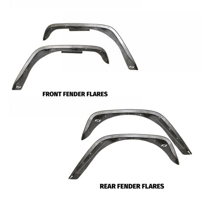 Front and Rear 4 Inch Crusher Fender Package 07-18 Jeep Wrangler JK/JKU Motobilt - MB1076-4-1075-4