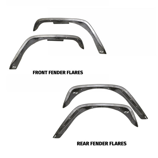 Front and Rear 4 Inch Crusher Fender Package 07-18 Jeep Wrangler JK/JKU Motobilt - MB1076-4-1075-4