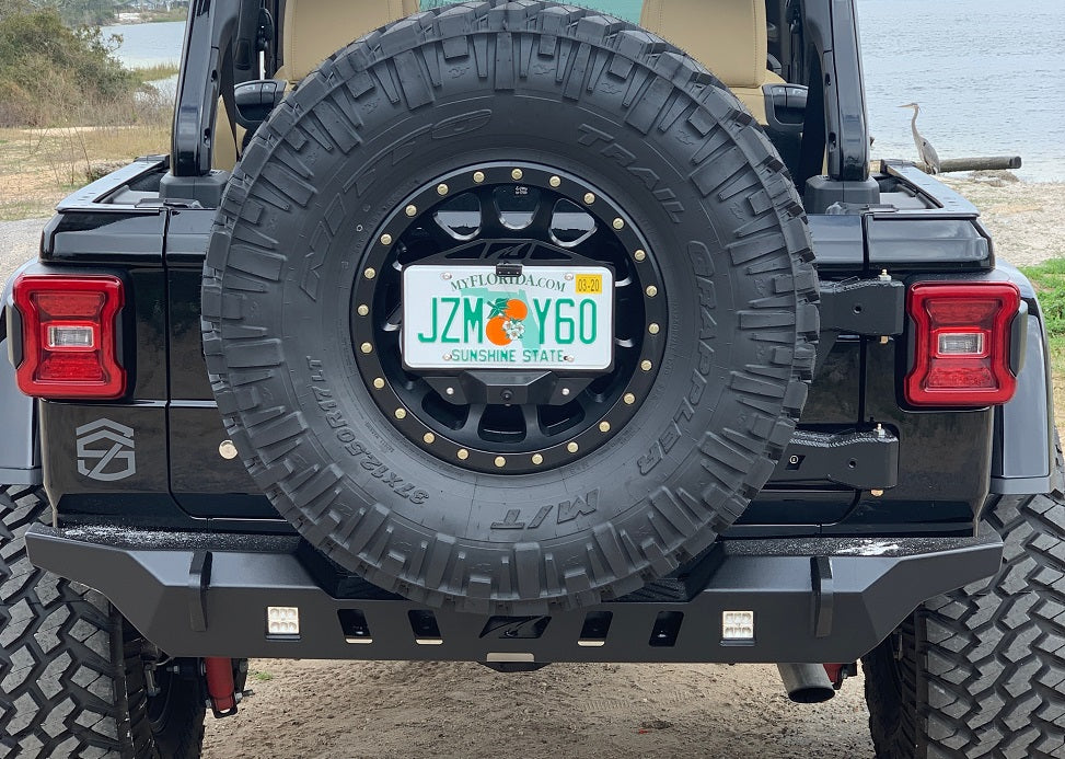 Jeep JL Rear Bumper Crusher With Light Mounts With Spare Tire Cut Out 2018-Present Wrangler JL Motobilt - MB1092