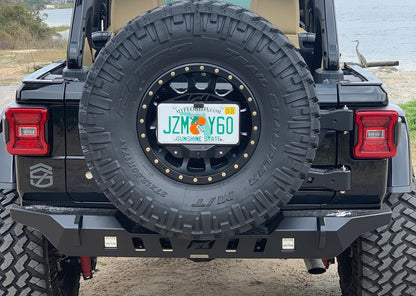 Jeep JL Rear Bumper Crusher With Light Mounts With Spare Tire Cut Out 2018-Present Wrangler JL Motobilt - MB1092