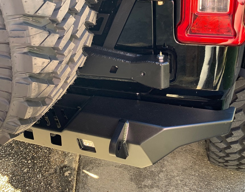 Jeep JL Rear Bumper Crusher With Light Mounts With Spare Tire Cut Out 2018-Present Wrangler JL Motobilt - MB1092