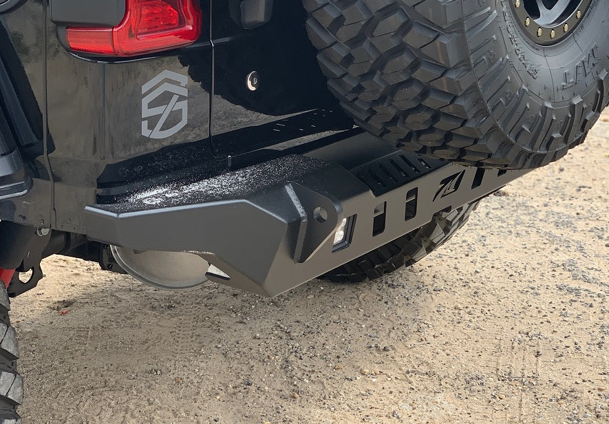 Jeep JL Rear Bumper Crusher With Light Mounts With Spare Tire Cut Out 2018-Present Wrangler JL Motobilt - MB1092