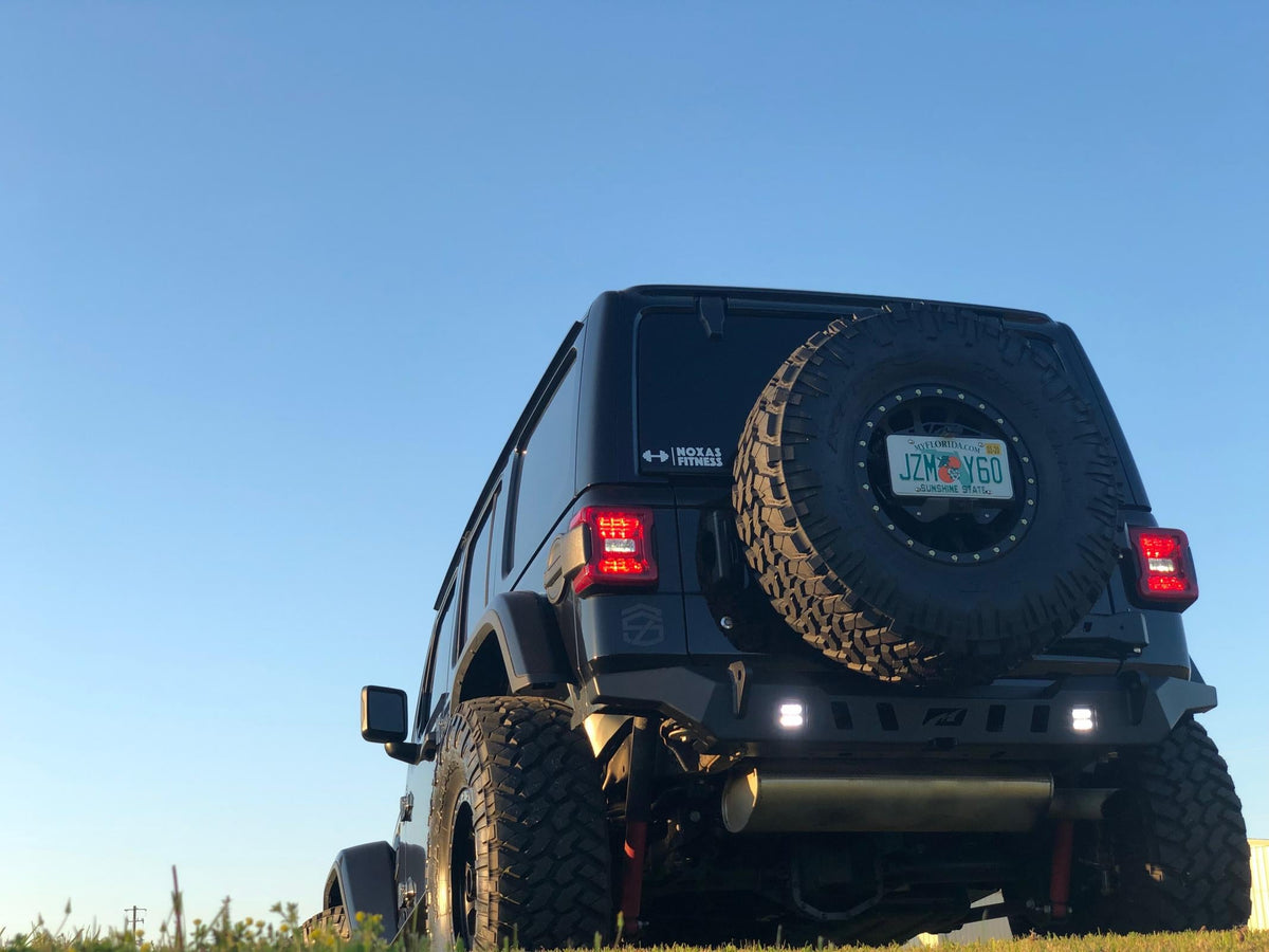 Jeep JL Rear Bumper Crusher With Light Mounts With Spare Tire Cut Out 2018-Present Wrangler JL Motobilt - MB1092