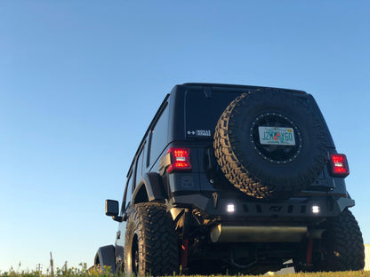 Jeep JL Rear Bumper Crusher With Light Mounts With Spare Tire Cut Out 2018-Present Wrangler JL Motobilt - MB1092