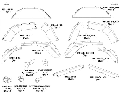 Rear Aluminum Inner Fenders for Jeep JT Gladiator Motobilt - MB1114