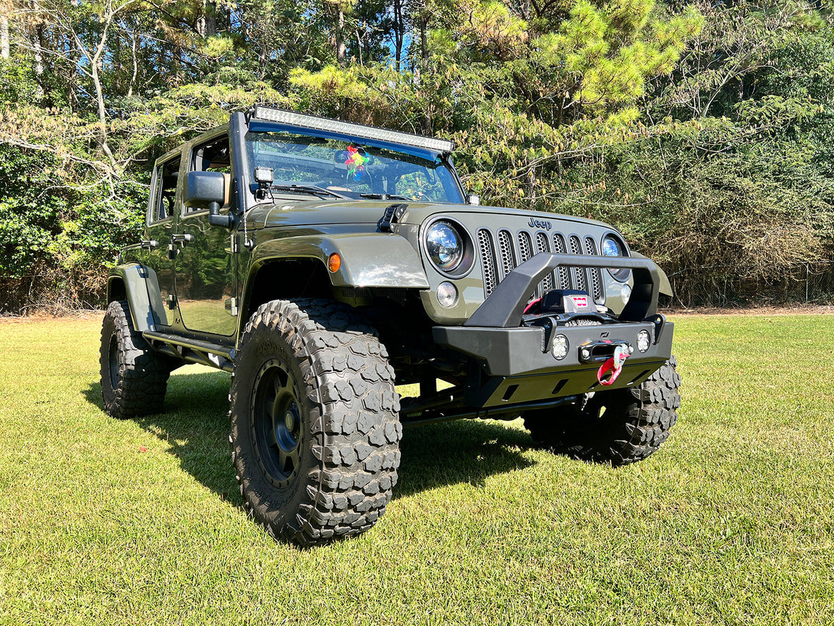 Crusher HD Front Bumper for Jeep JK/JKU with BullBar and Skidplate Motobilt - MB1209-MB1210-MB1203