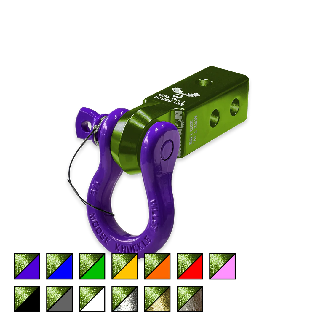 B'oh 3/4 Spin Pin Shackle and Mohawk 2.0 Receiver Combo Bean Green Moose Knuckle Offroad