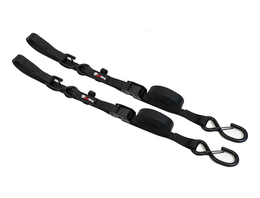 1 Inch x 8' Cam-Lock Tie Down with Soft-Tie 2 Pack Bullring
