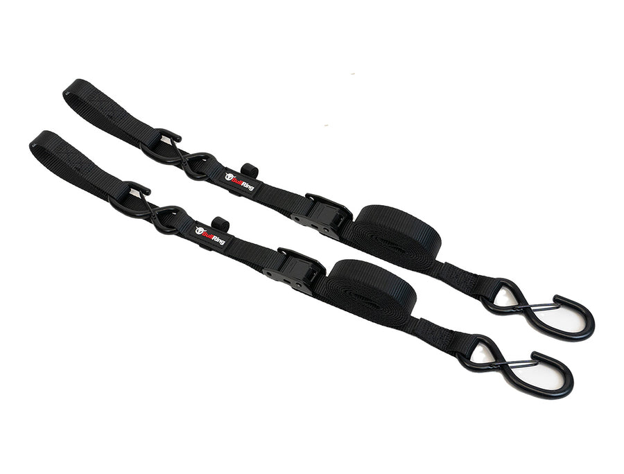 1 Inch x 8' Cam-Lock Tie Down with Soft-Tie 2 Pack Bullring