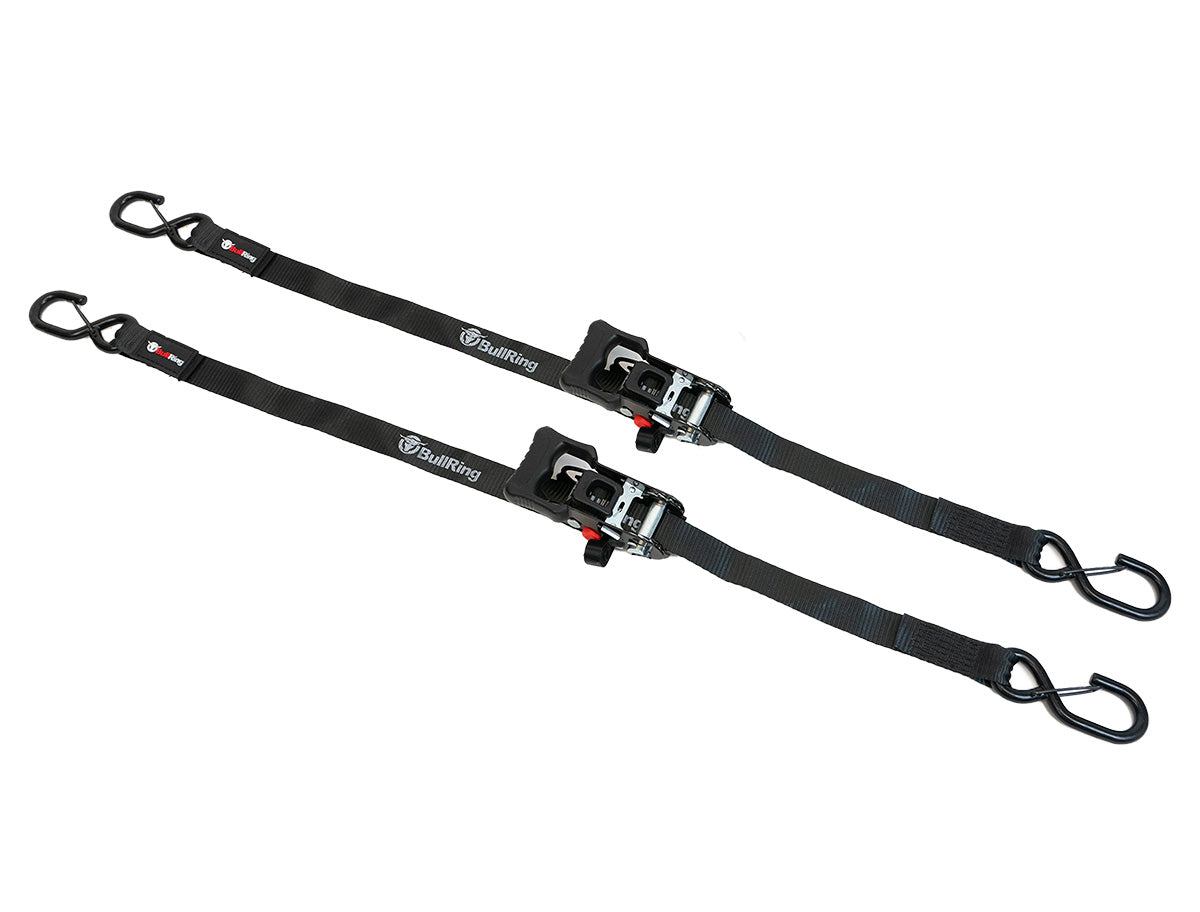 1.25 Inch x 12' Sliding Ratchet Tie Down 2 Pack Bullring
