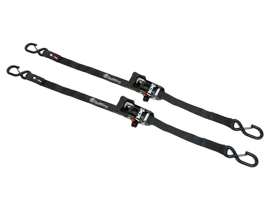 1.25 Inch x 12' Sliding Ratchet Tie Down 2 Pack Bullring