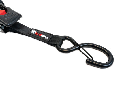 1 Inch x 10' Retractable Ratchet Tie Down 2 Pack Bullring