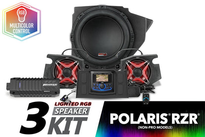 SSV Works V-Spec 3-Speaker Plug-&-Play Kit with Kenwood MR300BT for 2014-2023 Polaris RZR