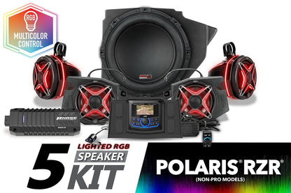 SSV Works V-Spec 5-Speaker Plug-&-Play Kit with Kenwood MR300BT for 2014-2023 Polaris RZR