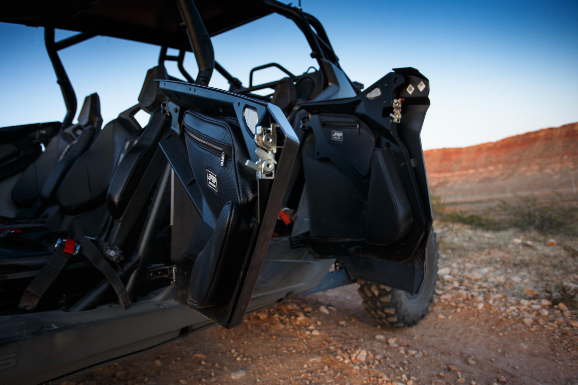 PRP Shreddy Rear Door Bags for Polaris RZR PRO XP4 PRO R4 Turbo R4 Pair Black and Pink PRP Seats