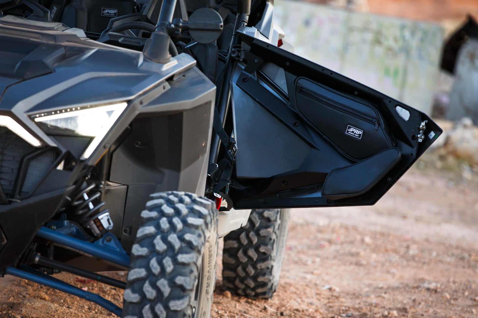 PRP Shreddy Front Door Bags with Knee Pad for Polaris RZR PRO XP PRO R Turbo R Pair Black and Pink PRP Seats