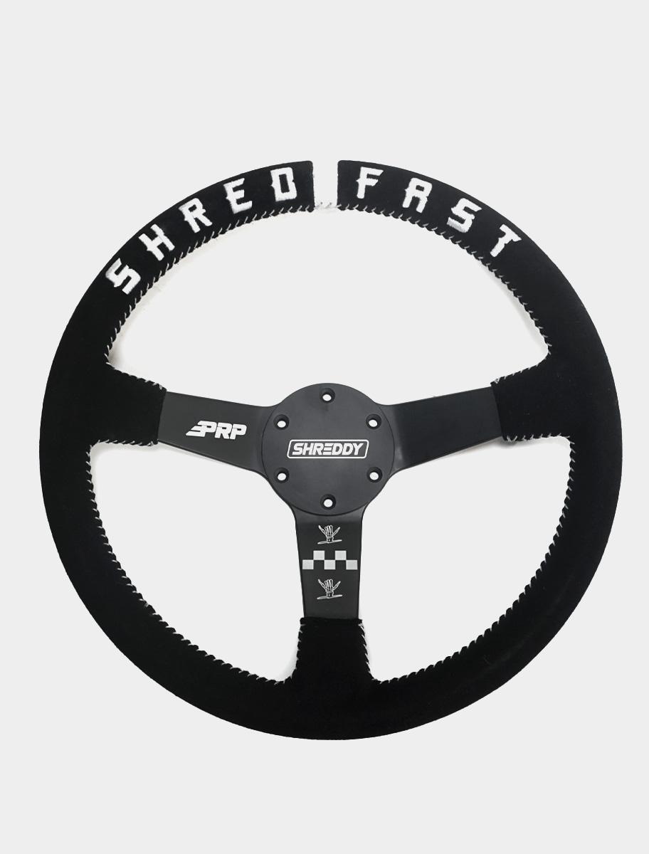 PRP X Shreddy Shred Fast Steering Wheel 13 Inch Diameter Black and White Deep Dish PRP Seats
