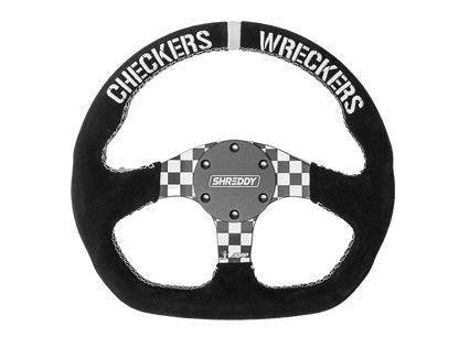 PRP X Shreddy Checkered Steering Wheel 13 Inch Diameter Checkered D-Shaped PRP Seats