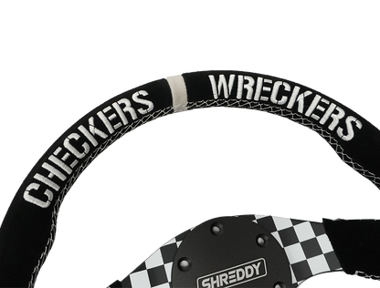 PRP X Shreddy Checkered Steering Wheel 13 Inch Diameter Checkered D-Shaped PRP Seats