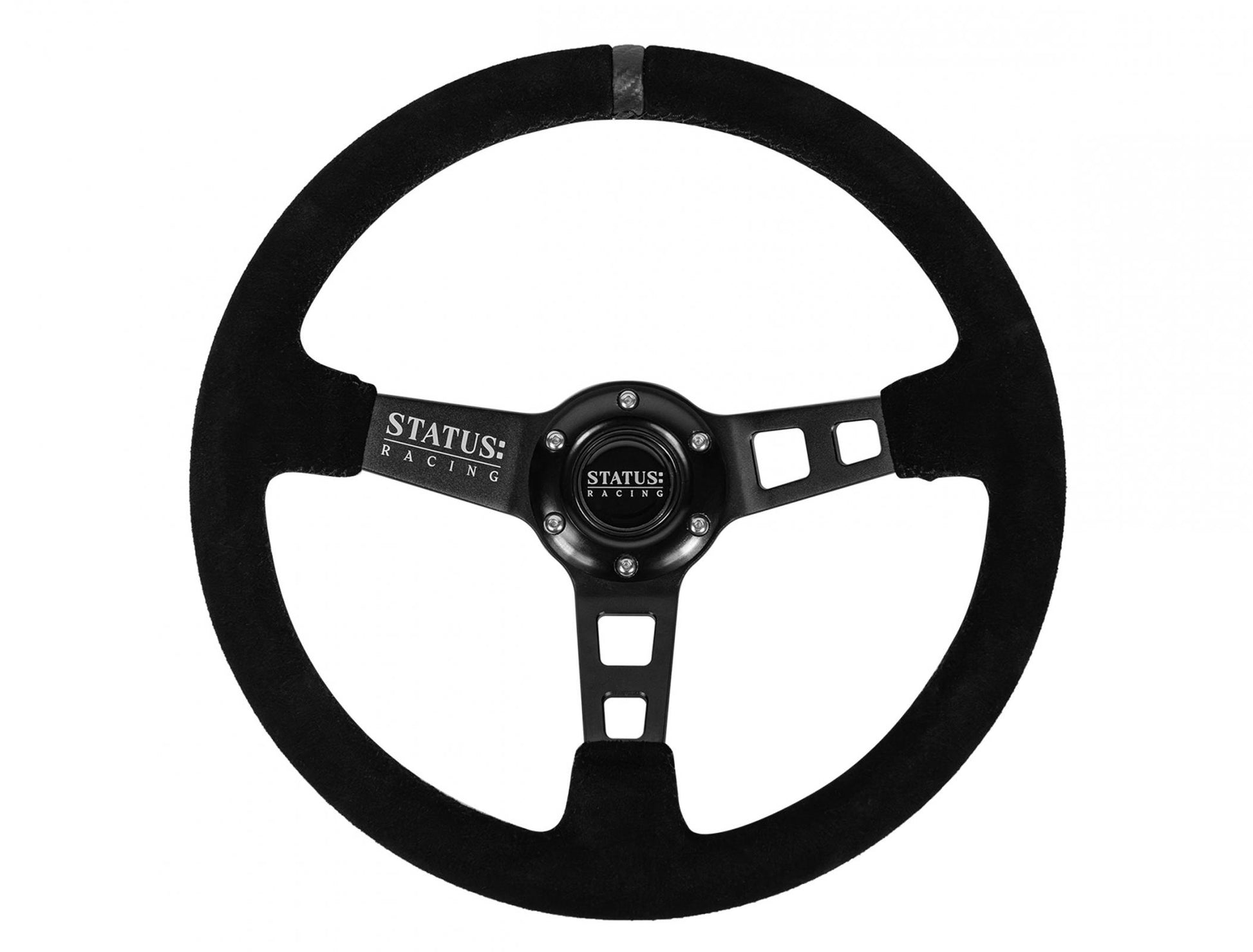 Deep Dish Suede Steering Wheel 13 Inch Diameter Black PRP Seats