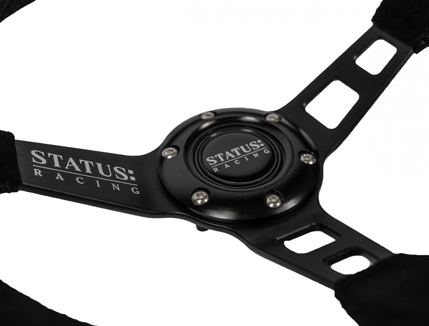 Deep Dish Suede Steering Wheel 13 Inch Diameter Black PRP Seats