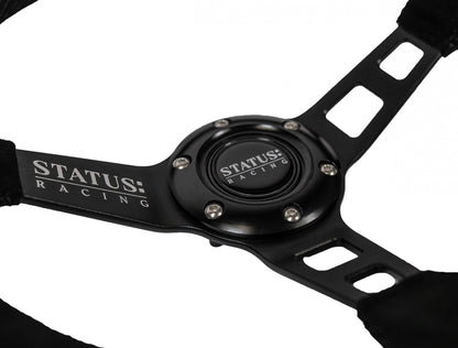 Deep Dish Suede Steering Wheel 13 Inch Diameter Black PRP Seats