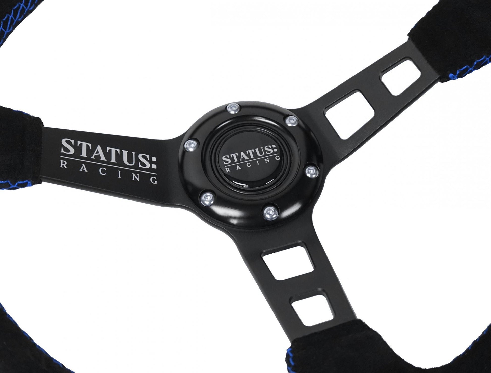Deep Dish Suede Steering Wheel 13 Inch Diameter Blue PRP Seats