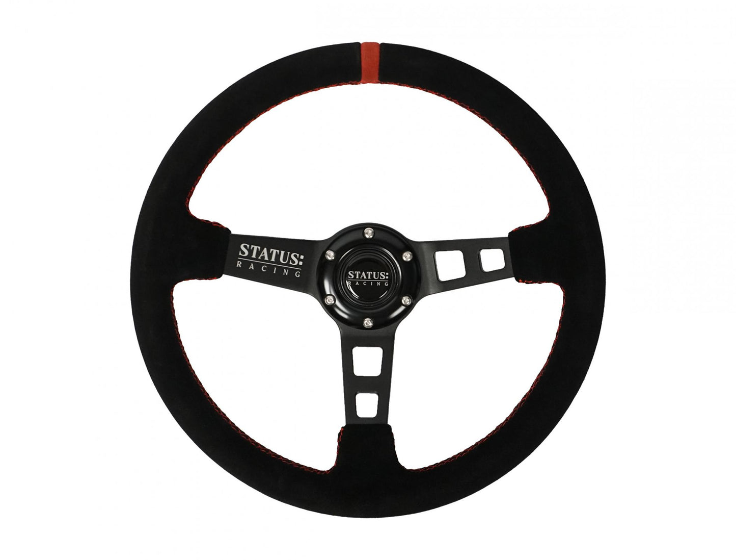 Deep Dish Suede Steering Wheel 13 Inch Diameter Red PRP Seats