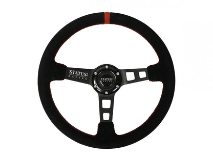 Deep Dish Suede Steering Wheel 13 Inch Diameter Red PRP Seats