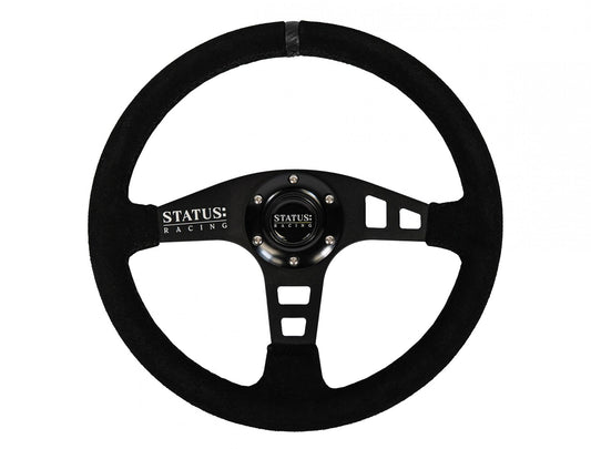Flat Suede Steering Wheel 13 Inch Diameter - Black