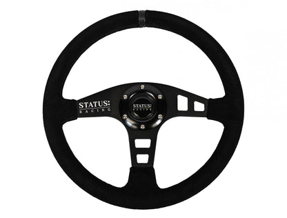 Flat Suede Steering Wheel 13 Inch Diameter Black PRP Seats