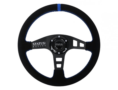 Flat Suede Steering Wheel 13 Inch Diameter Blue PRP Seats