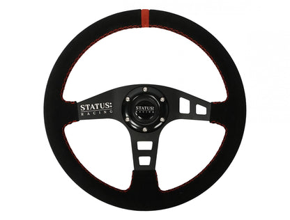 Flat Suede Steering Wheel 13 Inch Diameter Red PRP Seats
