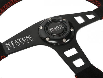 Flat Suede Steering Wheel 13 Inch Diameter Red PRP Seats