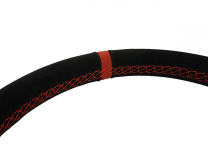 Flat Suede Steering Wheel 13 Inch Diameter Red PRP Seats