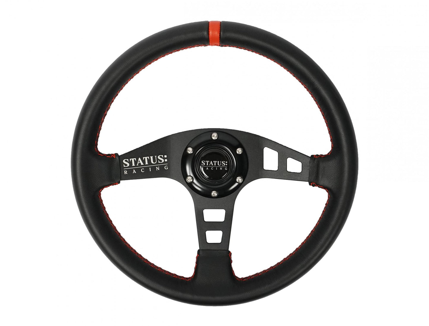 Flat Leather Steering Wheel 13 Inch Diameter PRP Seats