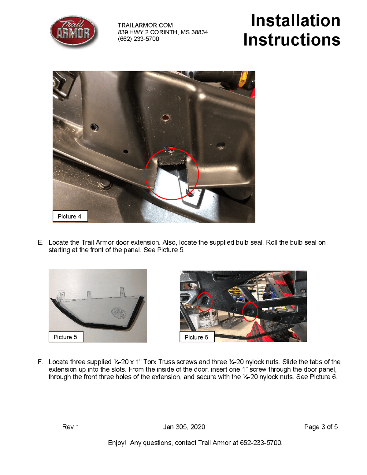 Trail Armor Lower Door Insert Kit for 2019-21 Honda Talon 1000
