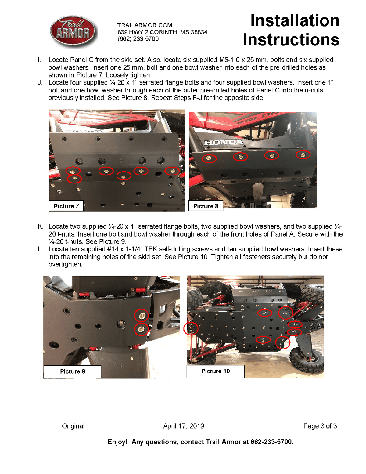 Trail Armor Full Skid Plate for 2019+ Honda Talon X / R